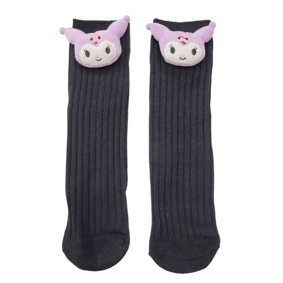 2/$20 Brand New Black/Purple Kuromi Socks Kids 6-10 Yrs - Picture 1 of 6
